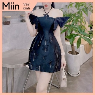 Váy tapta hồ điệp dây đá cổ yếm tay nhũ
