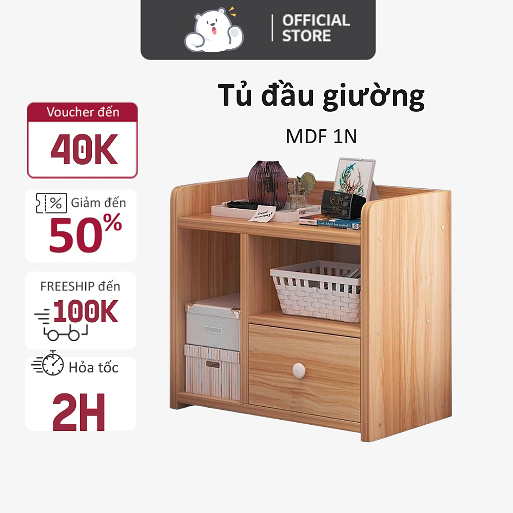 Tủ đầu giường LEMINH DECOR Mini, Kệ gỗ đầu giường siêu tiện ích