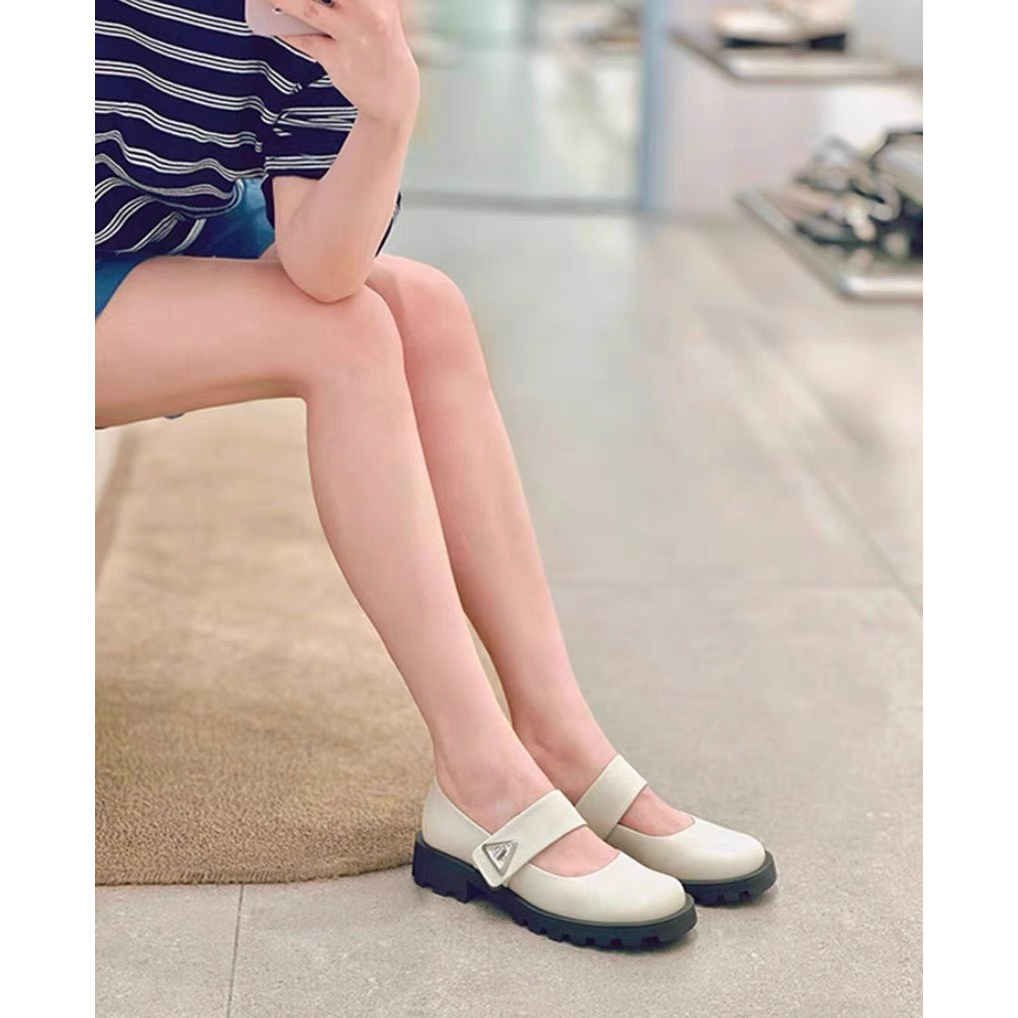 Giày CnK nữ giày búp bê phong cách tiểu thư quai cài tam giác đế cao 3cm dễ phối đồ hàng fullbox