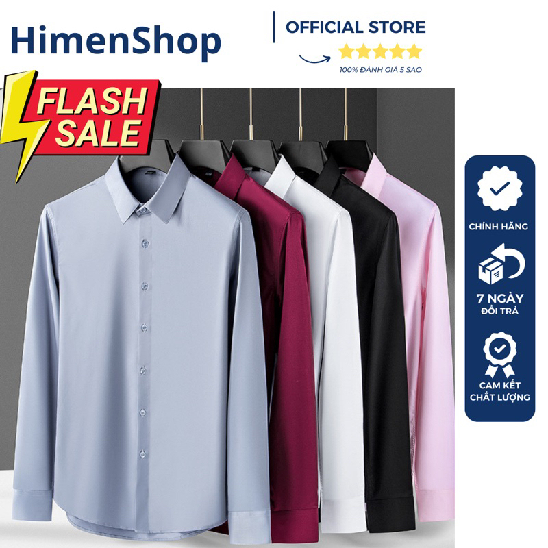 Áo sơ mi công sở Himen chất lụa kháng nhăn mặc mát , dáng ôm gọn hách dáng khi sơ vin
