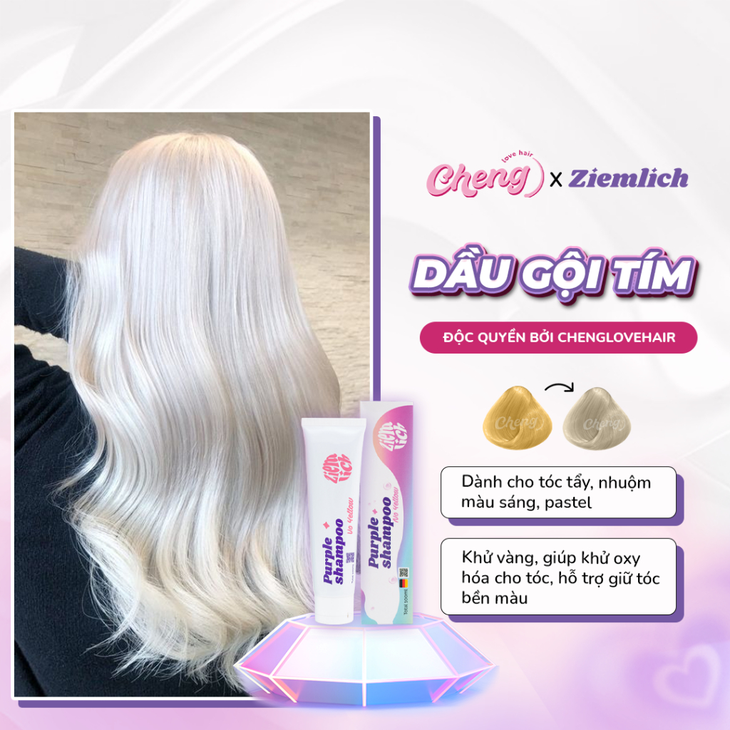 DẦU GỘI TÍM ZIEMLICH, Dầu Gội Khử Vàng, Giữ Màu Cho Tóc Nhuộm Sáng, Tóc Tẩy | Chenglovehair, Chenglovehairs