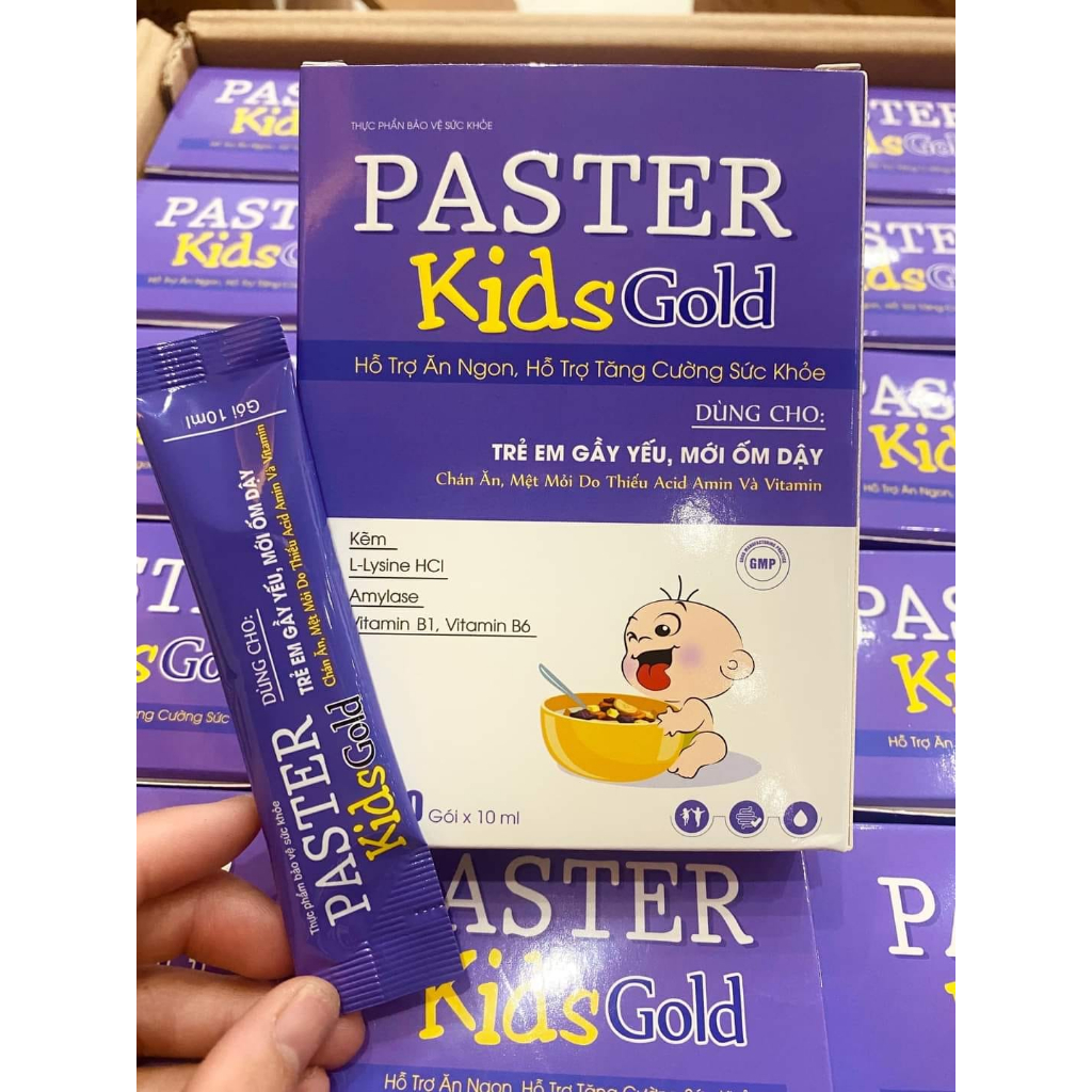 Siro ăn ngon Paster Kids Gold giúp bé ăn ngon, tăng cường sức đề kháng - Hộp 20 gói