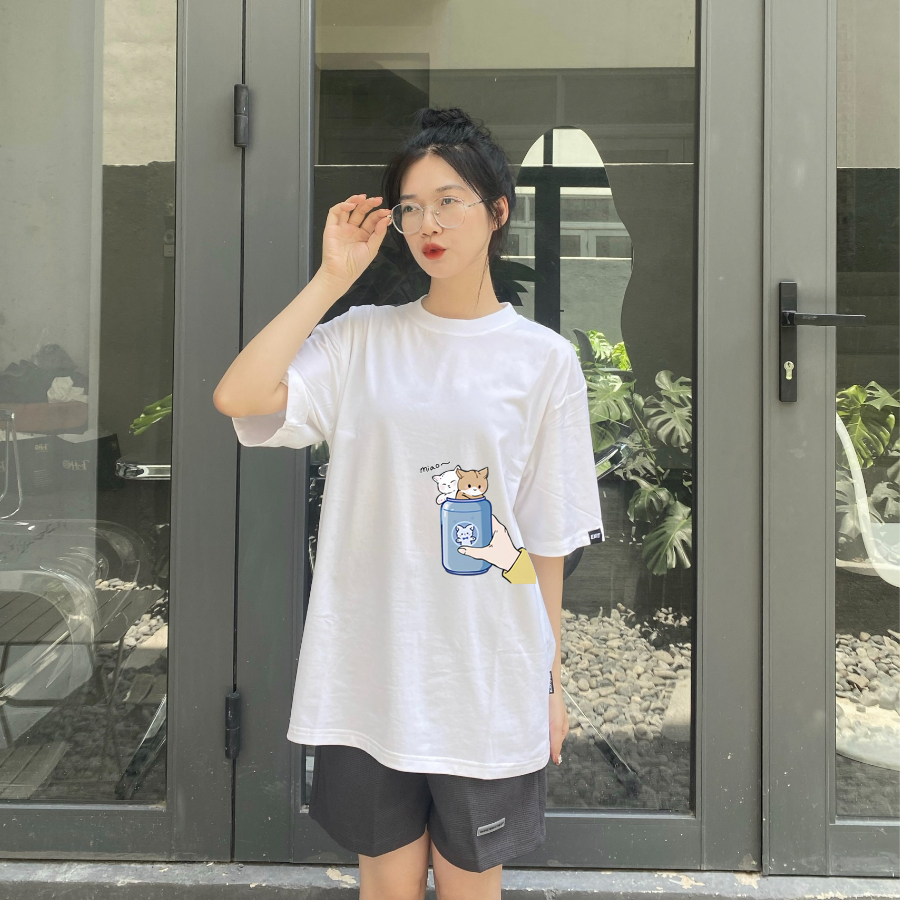 Áo thun unisex MONSTER X STREET Mèo Lon Nước phông tay lỡ nam nữ form rộng Local Brand