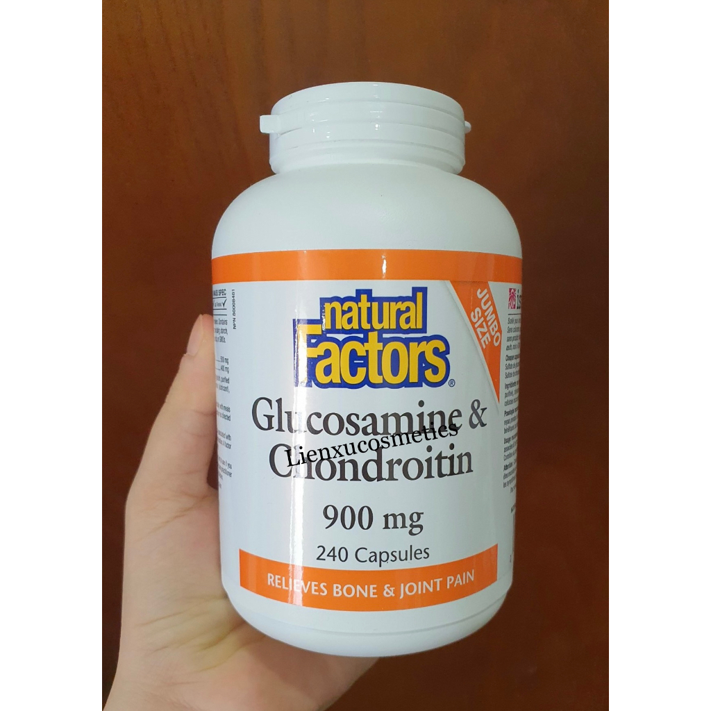 Viên uống giảm đau xương, khớp Natural Factors Glucosamine & Chondroitin 900 mg, hộp 120& 240 viên Capsules