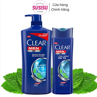 Dầu gội nam Clear Men Cool Sport tinh chất bạc hà mát lạnh 370g- 900g