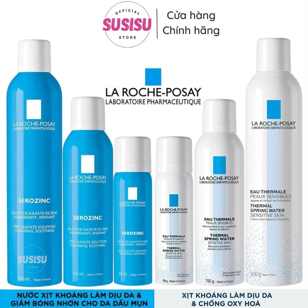Xịt Khoáng LA ROCHE POSAY Thermal Spring Water | Serozinc Zinc 150ml / 300ml (Trắng / Xanh)