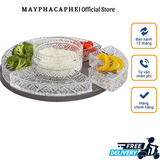 Khay pha lê tròn chia ô godinger dublin, nhập đức, hàng chính hãng, mayphacaphe_86