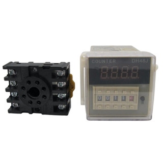 Bộ đếm dh48j-8, counter 8 chân kỹ thuật số màn hình led điện áp 220vac, 24vdc, 12vdc tặng kèm chân đế pf083a