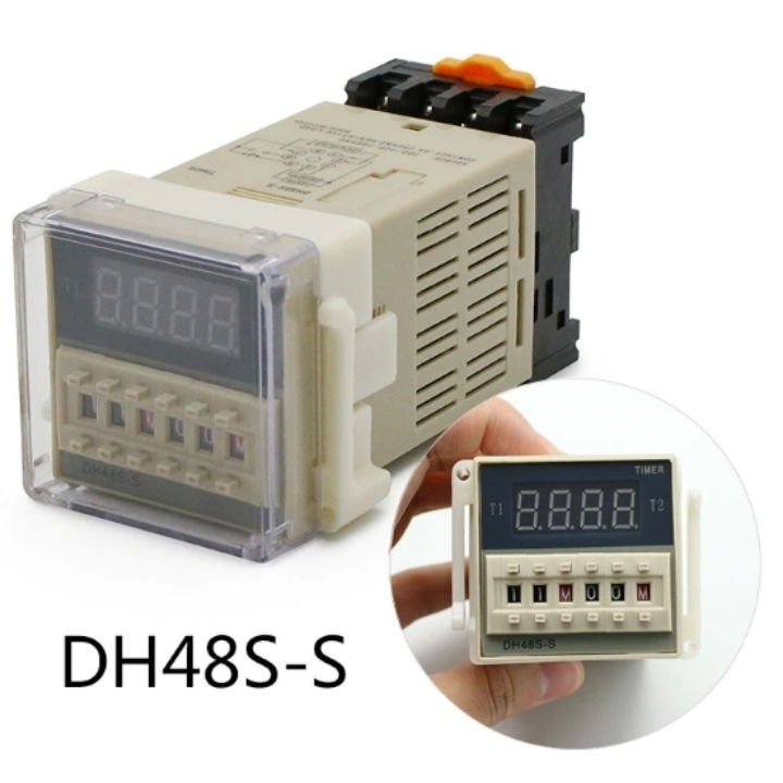 Timer điện tử DH48S-S delay timer relay 8 chân điện áp 220VAC, 24VDC, 12VDC tặng kèm chân đế PF083A