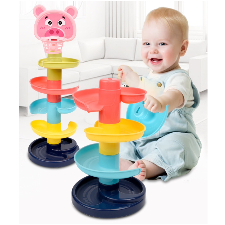 Đồ chơi bóng rổ cho bé, Thả bóng xoay tròn, Tháp bóng lăn, Cầu trượt thả bóng cho trẻ em nhiều màu sắc an toàn cho bé