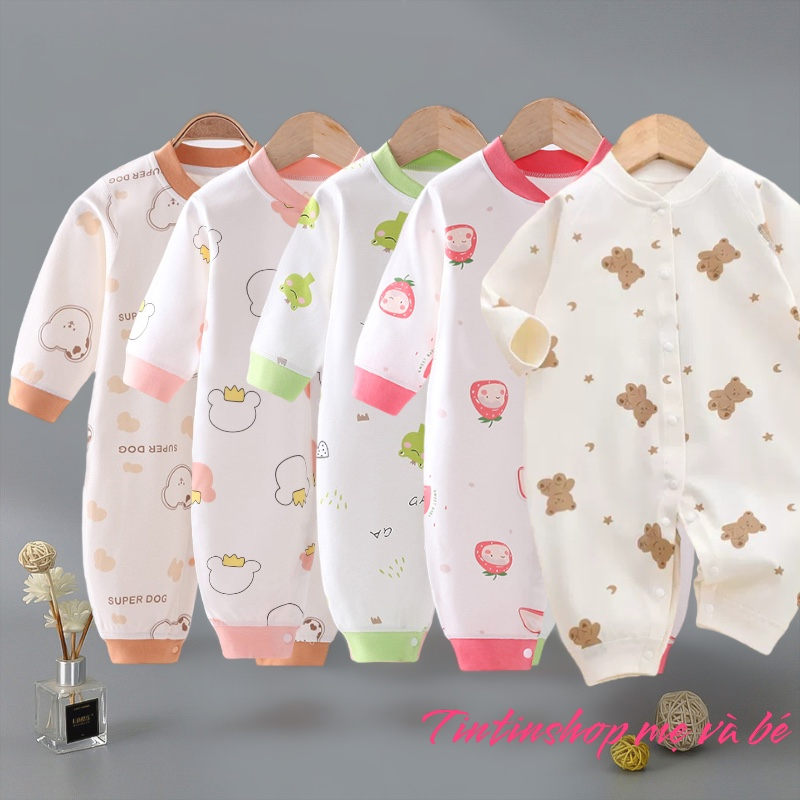 Áo liền quần Body dài tay thun cotton Quảng Châu cho bé trai bé gái hàng xuất Hàn SLT34