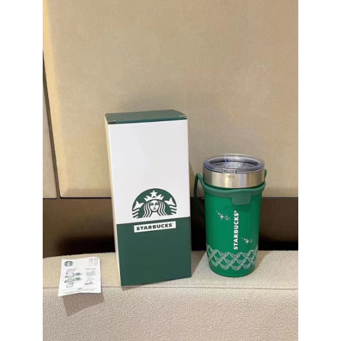Bình Giữ Nhiệt Starbuck Take Away Xanh Lá Có Quai Xách Dung Tích 600ml Chất Liệu SUS304 Giữ Nhiệt Tốt