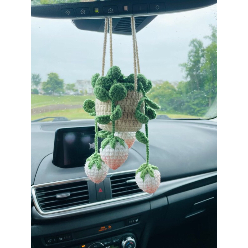 Giỏ hoa len treo xe oto