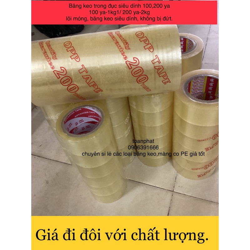 [6cuộn] Băng keo trong, đục 100ya,200ya