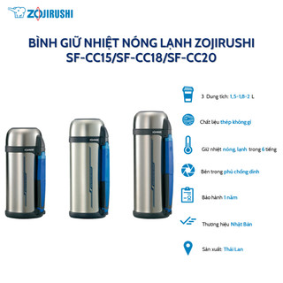 Bình giữ nhiệt lưỡng tính zojirushi sf-cc13/sf-cc15/sf-cc18/sf-cc20 dung tích 1.5l/1.8l/2l, bảo hành giữ nhiệt 1 năm