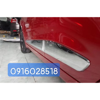 Bộ 4 nẹp sườn i10 2017 2018 hatback bản 1 đầu ngắn nẹp hông xe, nẹp cánh cửa bóng đẹp mạ crom loại bền