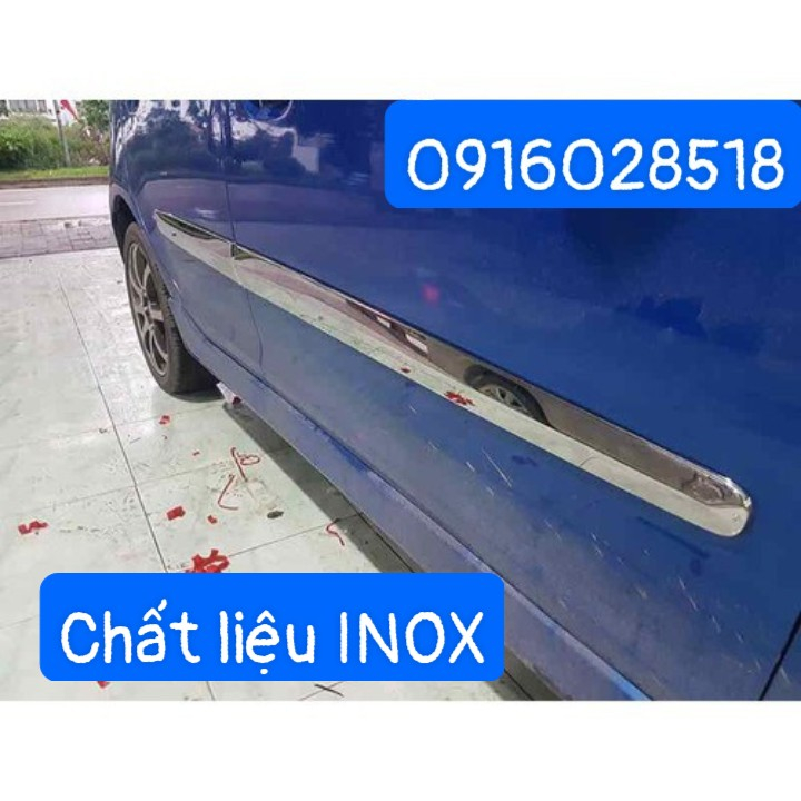 Phụ kiện đồ chơi xe Kia Morning 2005 2006 2007 Bộ 4 ốp nẹp thân sườn xe chất liệu INOX xịn