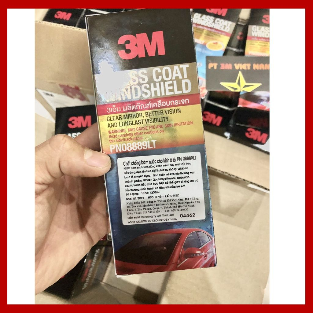 Dung dịch chống bám nước trên kinh xe ô tô 3M chính hãng Tặng kèm Găng tay và Khăn Lau
