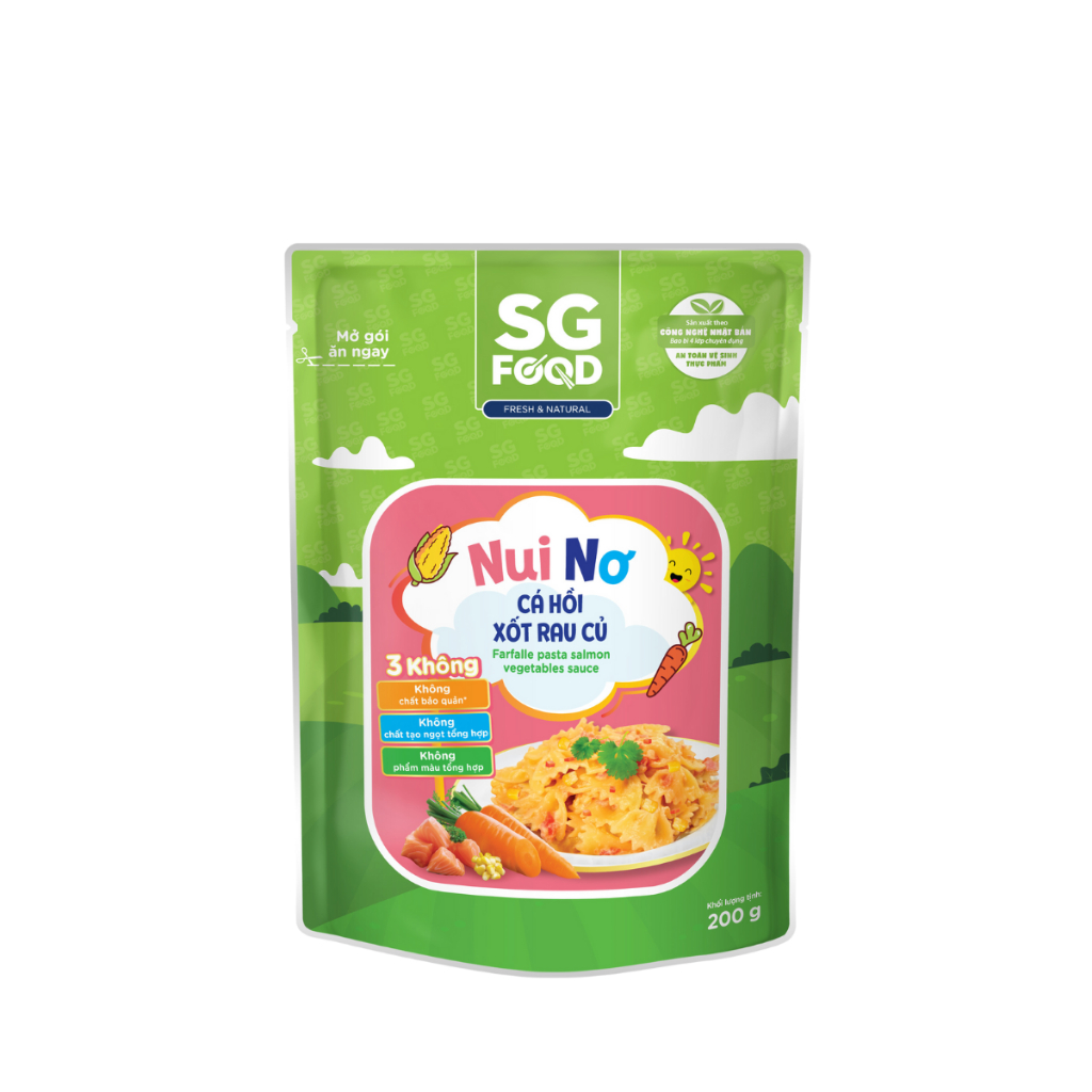 Nui nơ cá hồi xốt rau củ SGFood 200g