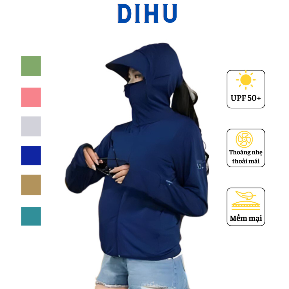Áo chống nắng nữ 2 lớp vành mũ cứng, áo nắng nữ thông hơi chống UV, thấm hút mồ hôi, siêu mát Dihu fashion