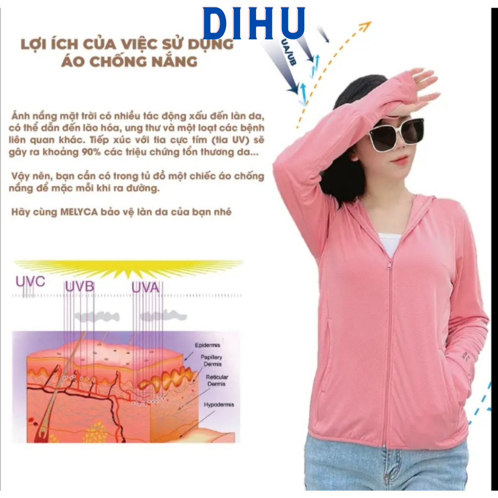 Áo chống nắng nữ 2 lớp vành mũ cứng, áo nắng nữ thông hơi chống UV, thấm hút mồ hôi, siêu mát Dihu fashion