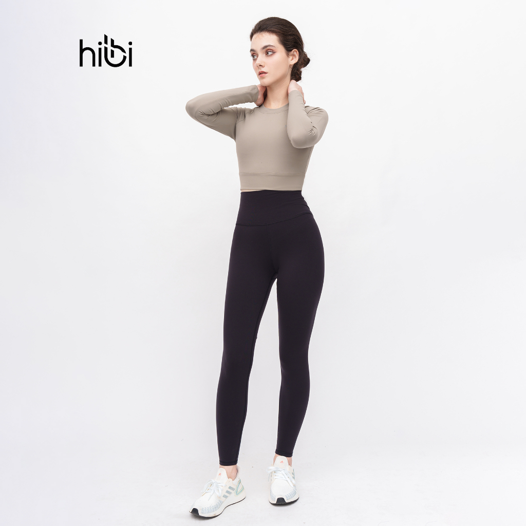 Áo Tập Yoga Gym Hibi Sports CR820, Kiểu Tay dài cổ tròn Khoét Lưng, Kèm Mút Ngực