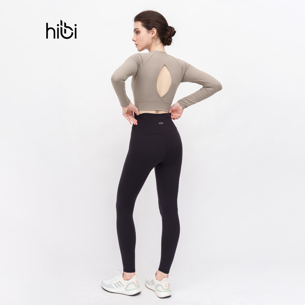 Áo Tập Yoga Gym Hibi Sports CR820, Kiểu Tay dài cổ tròn Khoét Lưng, Kèm Mút Ngực