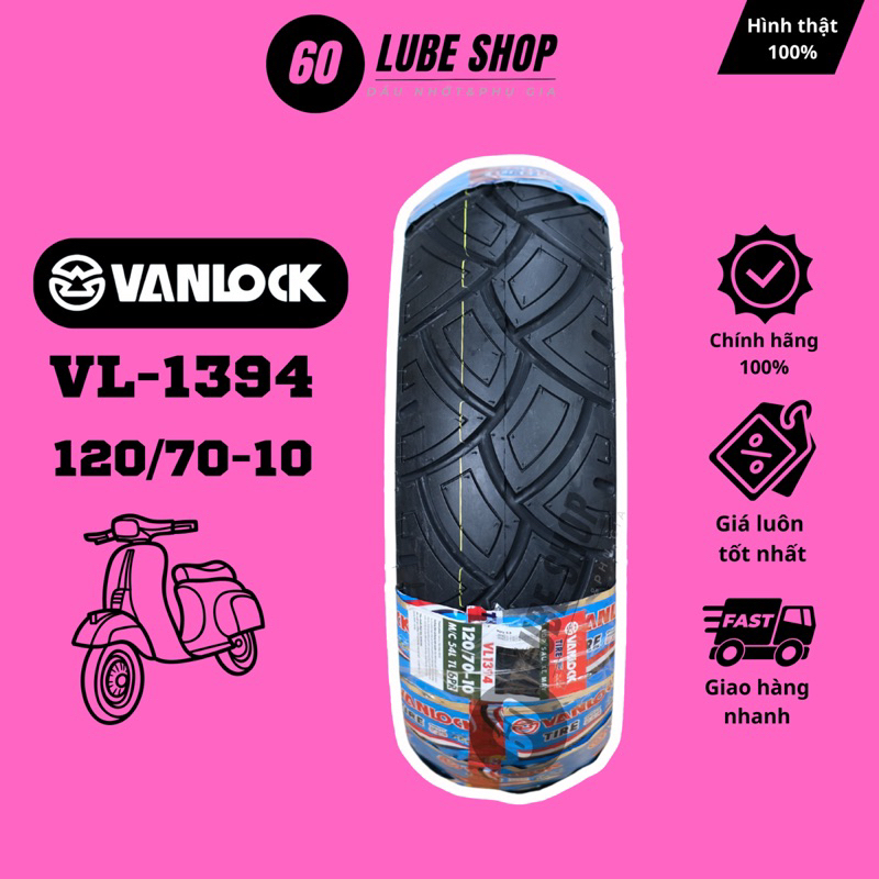 Vỏ lốp xe máy VANLOCK 120/70-10 TL VL1394 xe Vespa LX