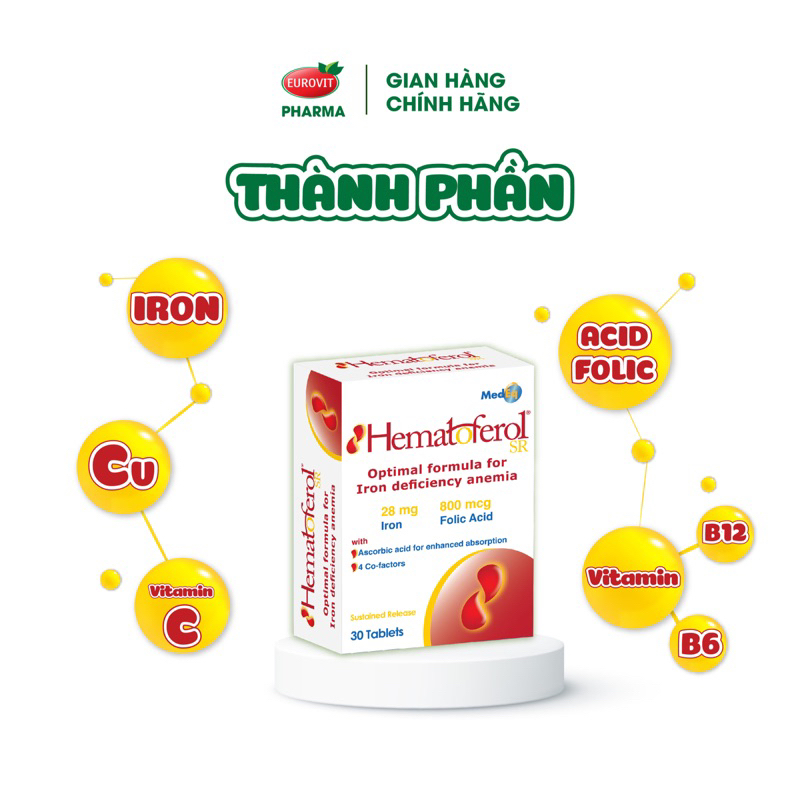 Hematoferol Cung Cấp Sắt, Acid Folic Cho Mẹ Và Bé Hộp 30 Viên