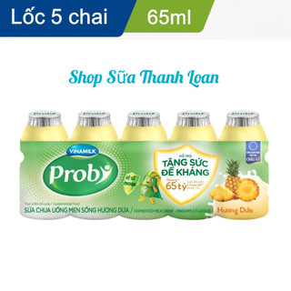 SỮA CHUA UỐNG PROBI DỨA - LỐC 5 CHAI 65ML