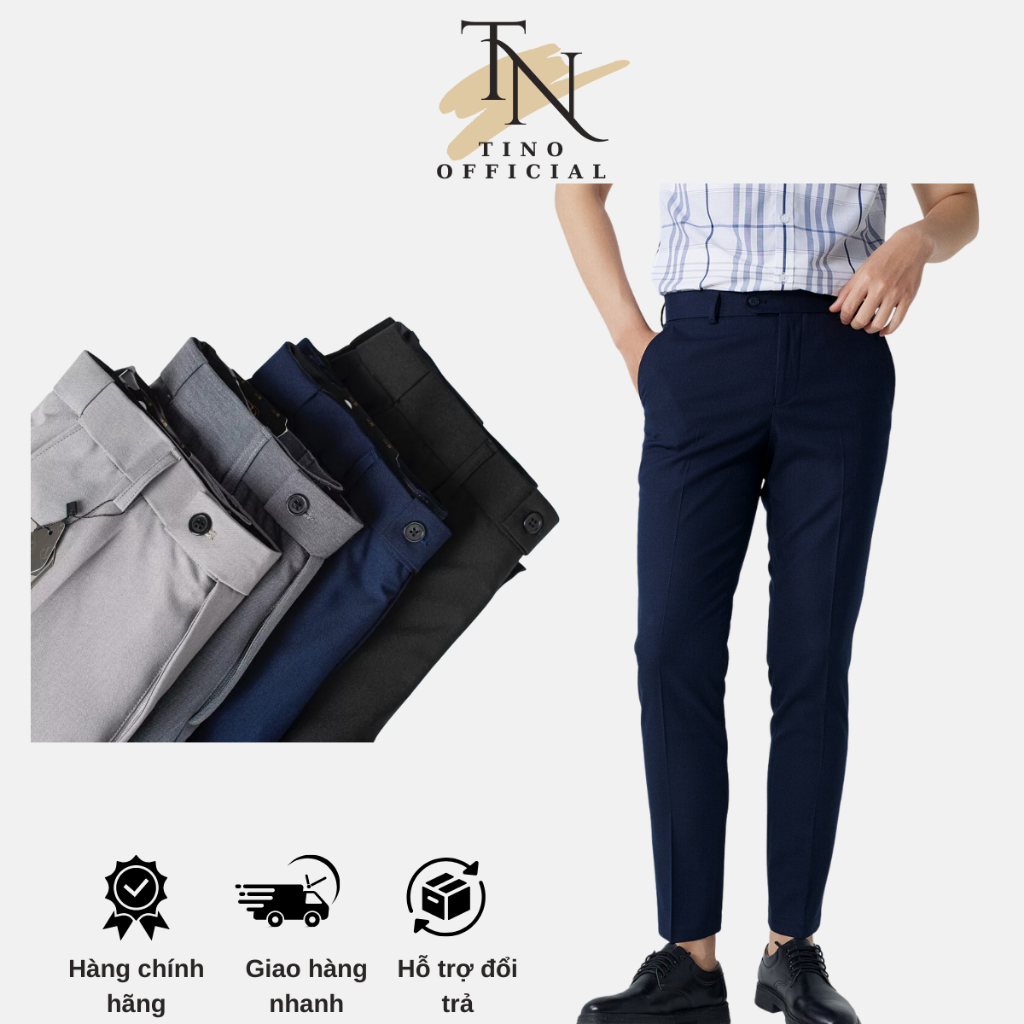 Quần âu nam STY vải Vinteck chất liệu mềm mịn dày dặn dáng suông - QA01