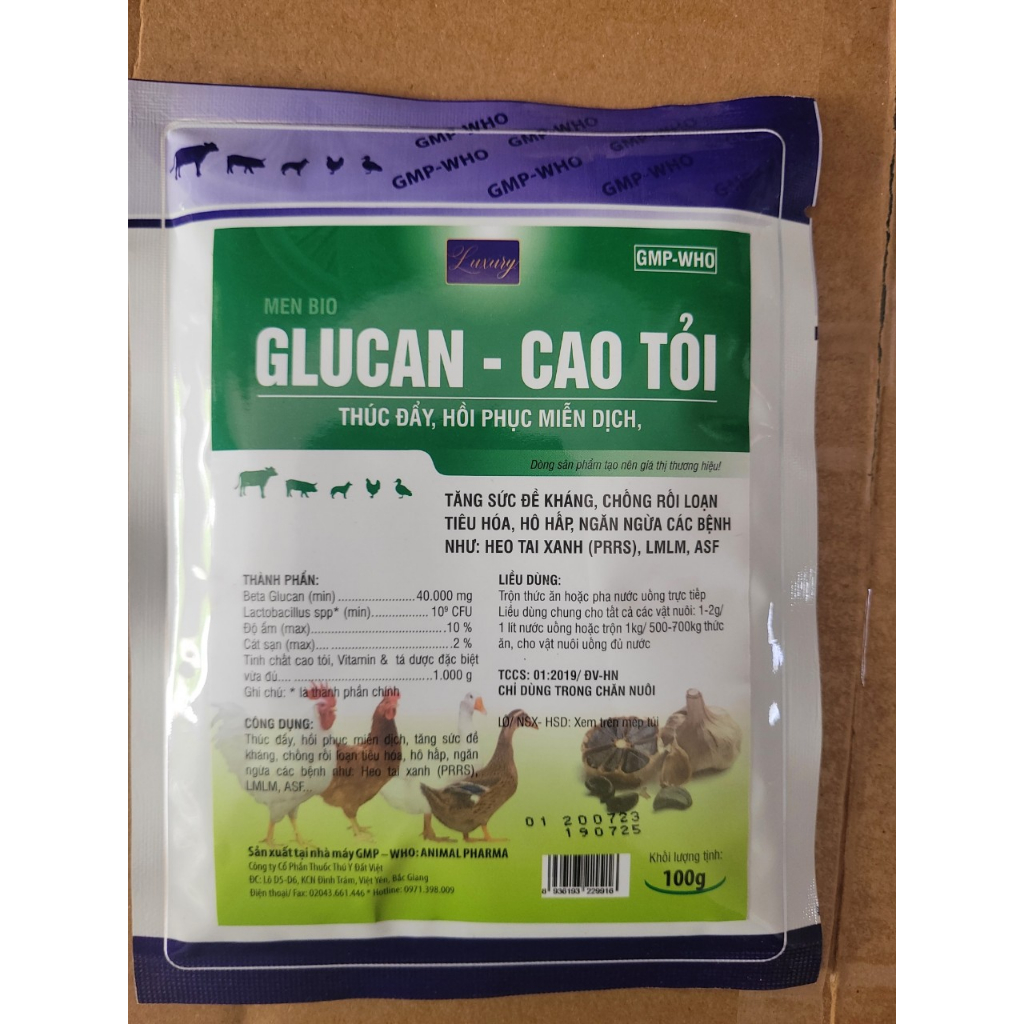 Glucan- Cao tỏi 100g, dùng trong thú y