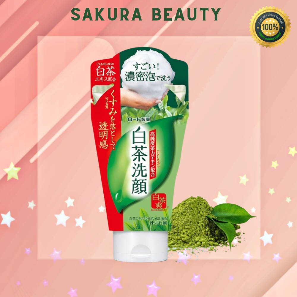 Sữa rửa mặt trà xanh cho da dầu mụn Rohto Shirochasou Nhật Bản - Tuýp 120g