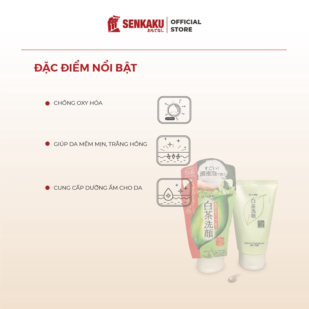 Sữa rửa mặt trà xanh cho da dầu mụn Rohto Shirochasou Nhật Bản - Tuýp 120g