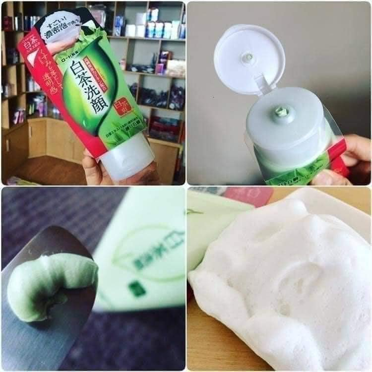 Sữa rửa mặt trà xanh cho da dầu mụn Rohto Shirochasou Nhật Bản - Tuýp 120g