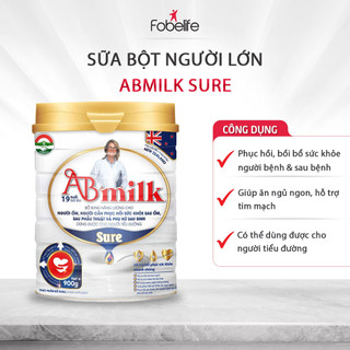 Sữa Bột Abmilk Sure ĐK Bổ Sung Năng Lượng Phục Hồi Sức Khỏe Sau Bệnh Có Thể Dùng Cho Người Tiểu Đường - Hộp 900g