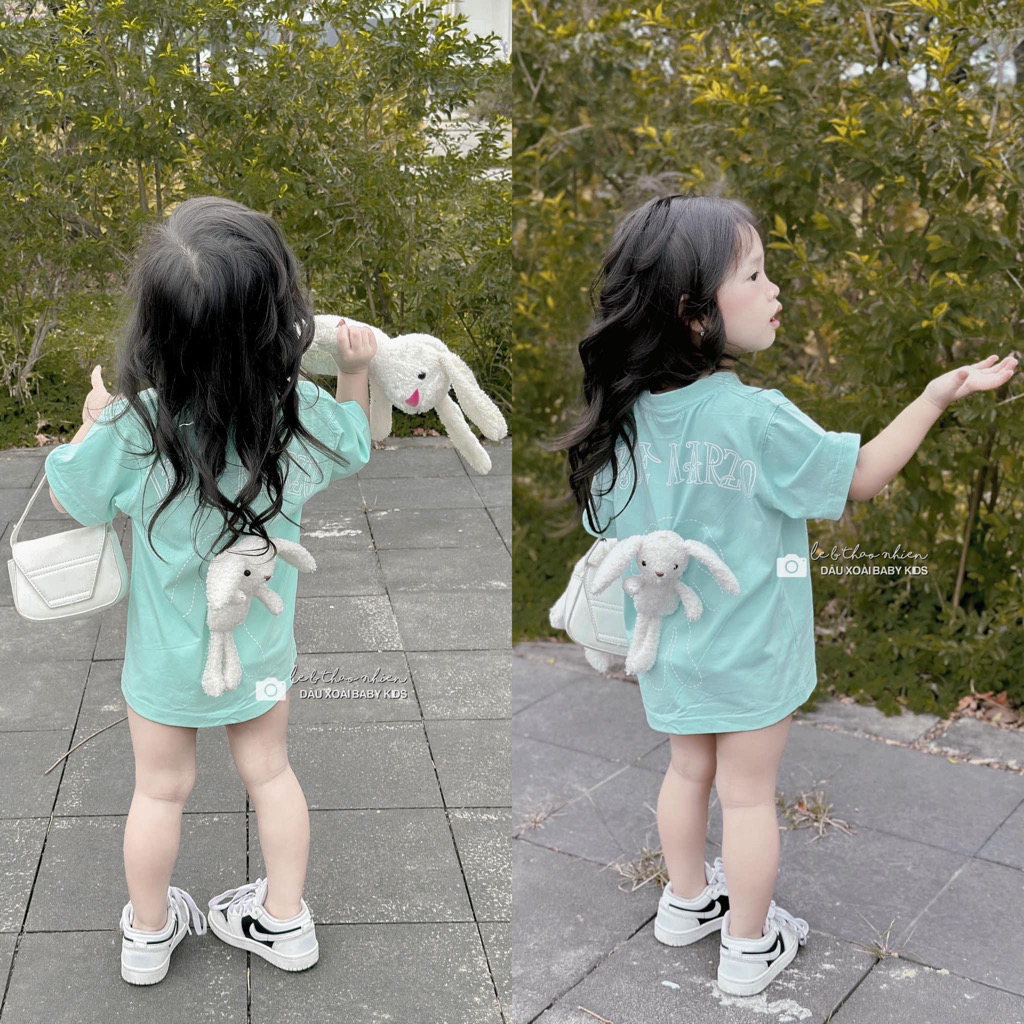 Áo thun gia đình gấu 13 demarzo tặng kèm thỏ trắng cho bé, áo phông trẻ em unisex dáng rộng - Winni Kids