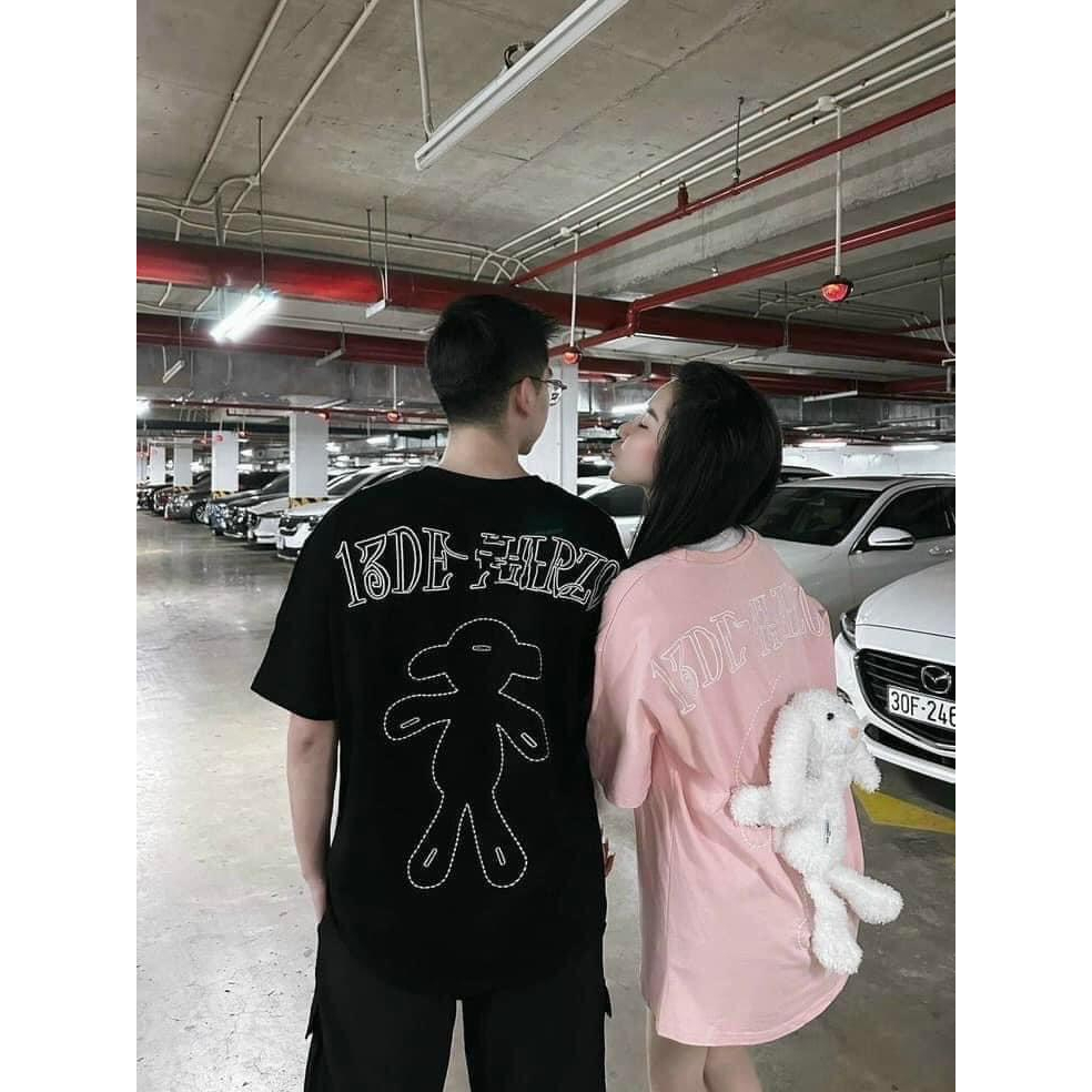 Áo thun gia đình gấu 13 demarzo tặng kèm thỏ trắng cho bé, áo phông trẻ em unisex dáng rộng - Winni Kids