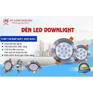 Đèn led âm trần downlight mắt ếch Filsh 7w-12w Mỹ Linh, ánh sáng trắng