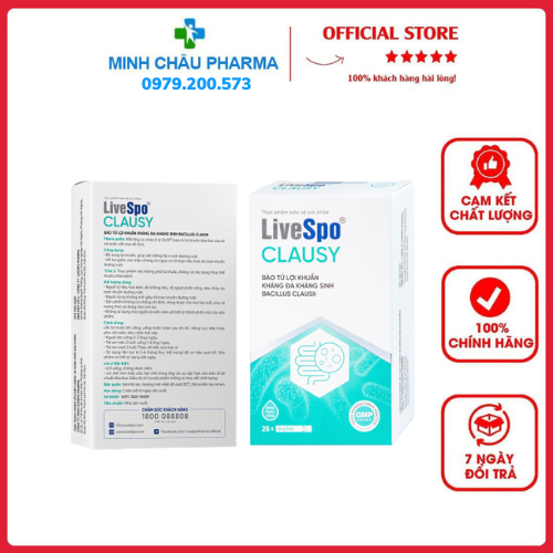 LiveSpo Clausy 10 ống/ hộp - Dung dịch bào tử lợi khuẩn kháng đa kháng sinh