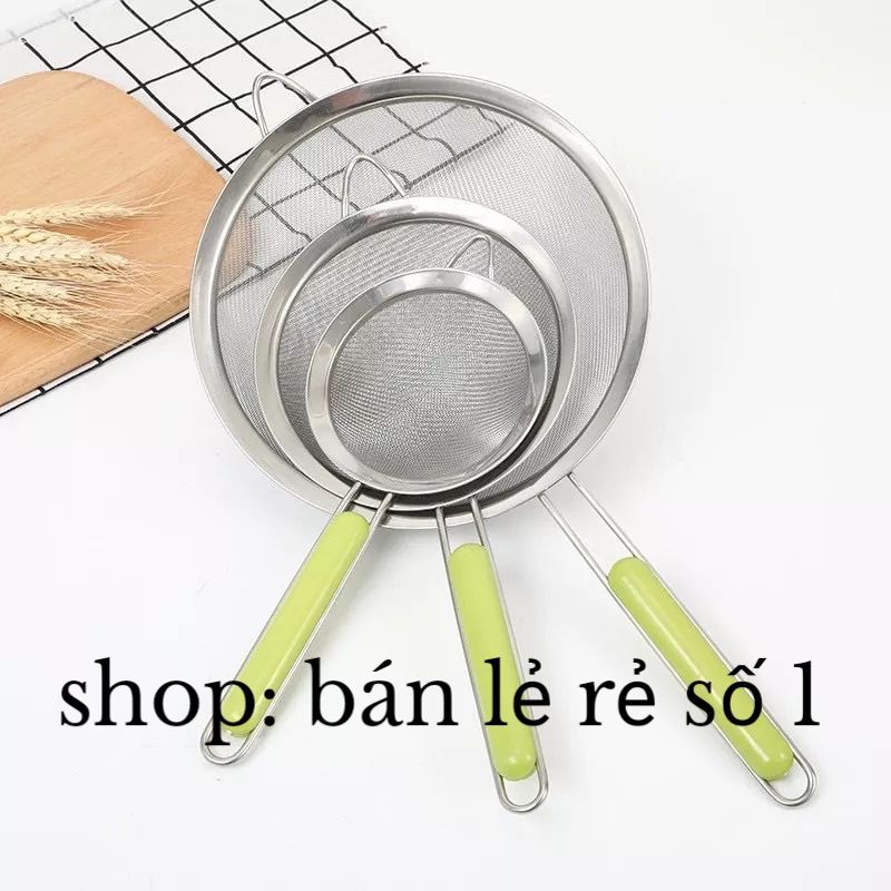 Rây Lọc Viền Inox Cán Xanh Cao Cấp siêu mịn