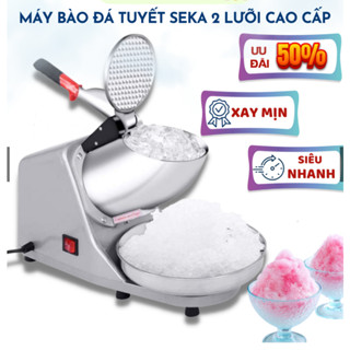 Máy Bào Đá Tuyết 2 Lưỡi 2 Nắp, Máy Xay Đá Bảo Hành 12 Tháng Xay Siêu Mịn Cho Quán Cafe, Làm Sinh Tố, Chè
