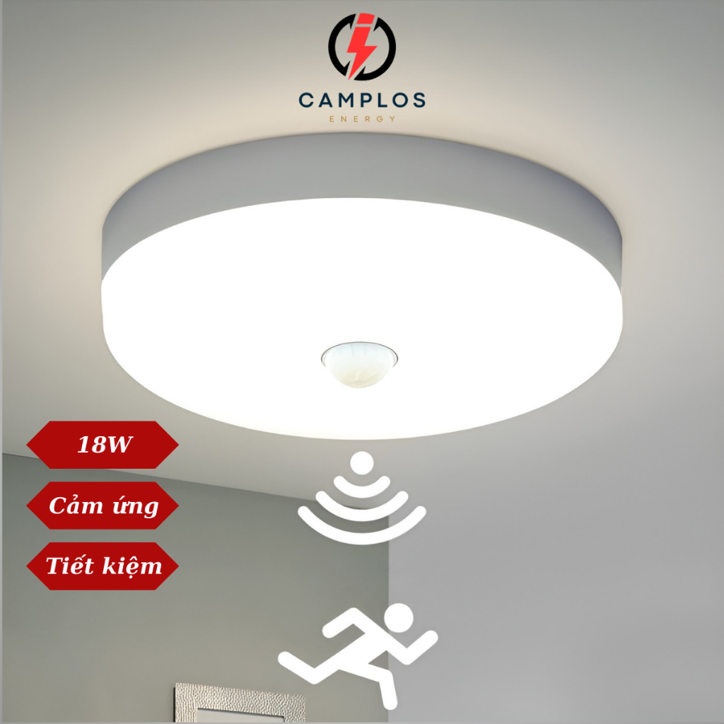 Đèn led ốp trần cảm biến tự động đèn trần nổi hình tròn công suất 18W đường kính D20 chiều dày mỏng