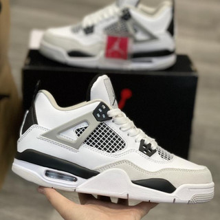 Giày thể thao nam nữ, giày bóng rổ jordan 4 retro white gray , jd4 trắng xám giay quang chau
