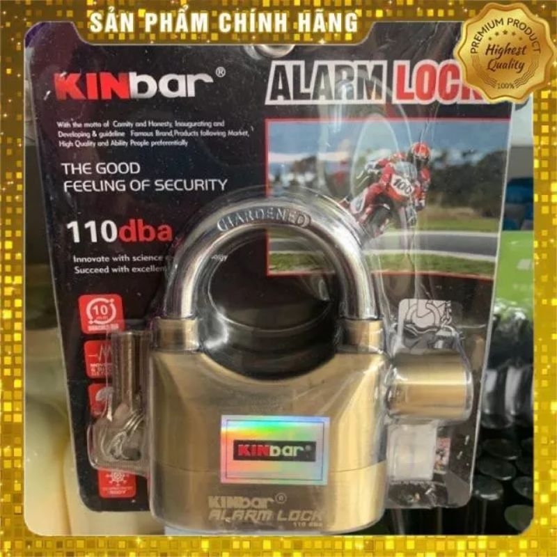 Ổ khóa hú chống trộm, Ổ khóa cửa báo động, Còi hú Kinbar Alarm Lock (Bảo hành 24 tháng + Tặng 6V Pin dự phòng)