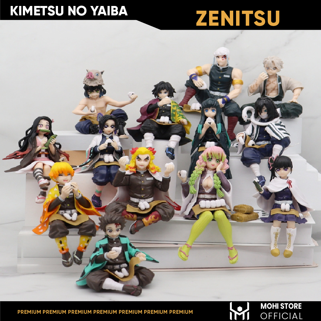Mô Hình Kimetsu No Yaiba Zenitsu dáng ngồi cao 13cm - Figure Thanh gươm diệt quỷ - No Box