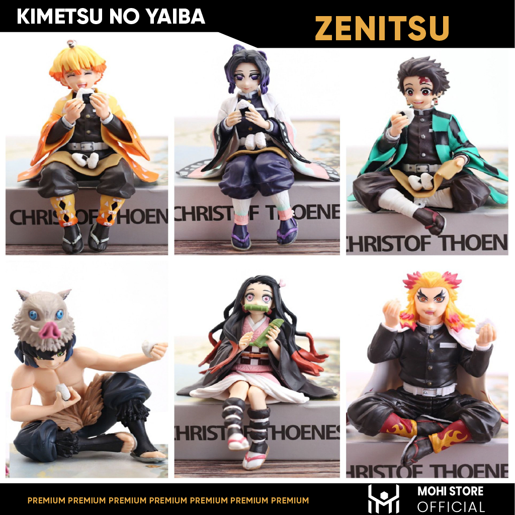 Mô Hình Kimetsu No Yaiba Zenitsu dáng ngồi cao 13cm - Figure Thanh gươm diệt quỷ - No Box