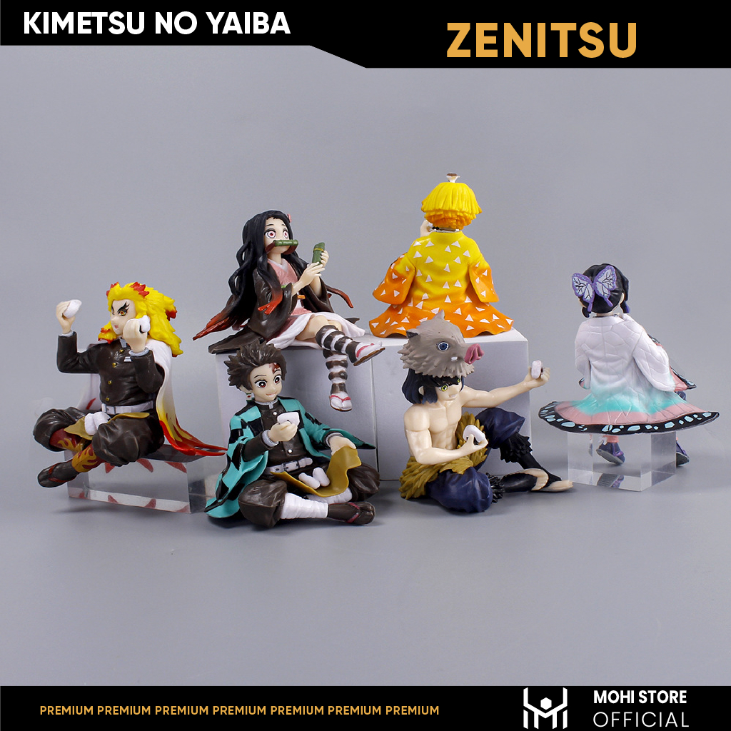 Mô Hình Kimetsu No Yaiba Zenitsu dáng ngồi cao 13cm - Figure Thanh gươm diệt quỷ - No Box