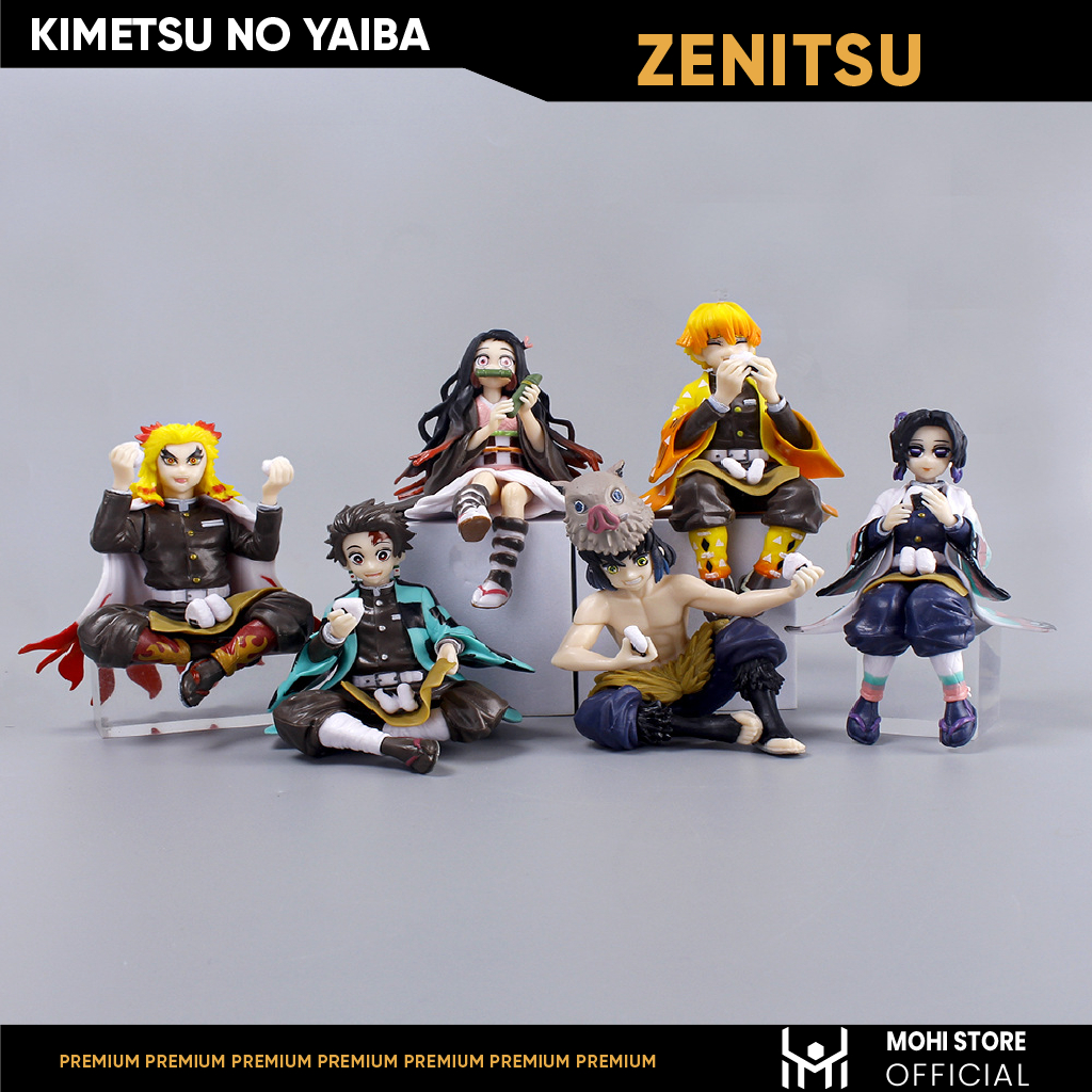 Mô Hình Kimetsu No Yaiba Zenitsu dáng ngồi cao 13cm - Figure Thanh gươm diệt quỷ - No Box