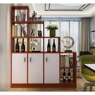 Tủ kệ gỗ trang trí phòng khách hình bậc thang KSG53